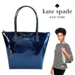 Kate Spade Jeralyn Mavis Street Glitter Tote Blue